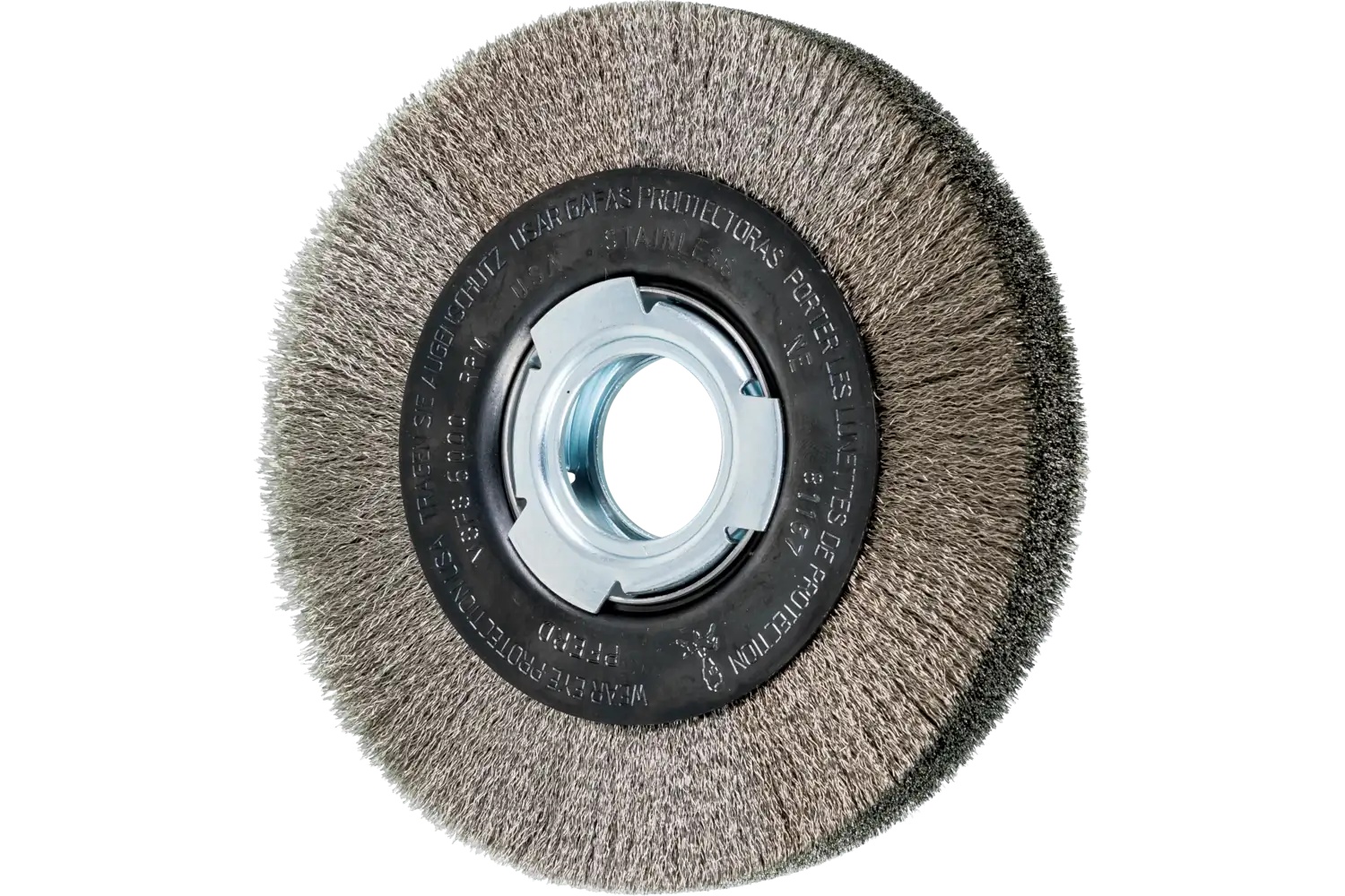 Picture of Pferd Crimped Wire Wheel Brush 6" Dia Medium Face .006 Stainless Steel 2" Arbor